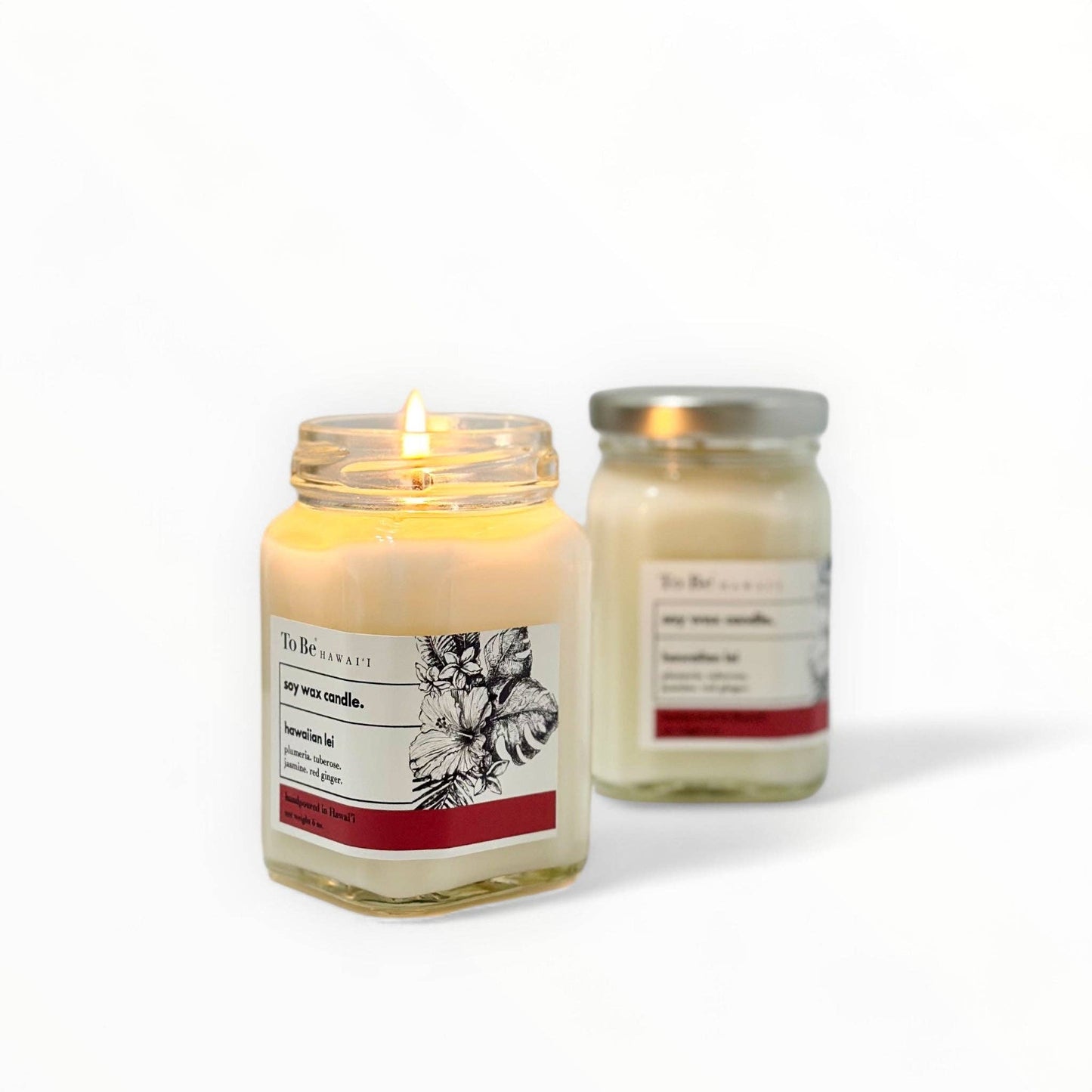 Hawaiian lei soy wax candle.