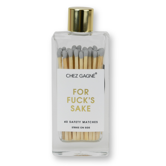 For Fuck's Sake Glass Bottle Safety Matches - Gray