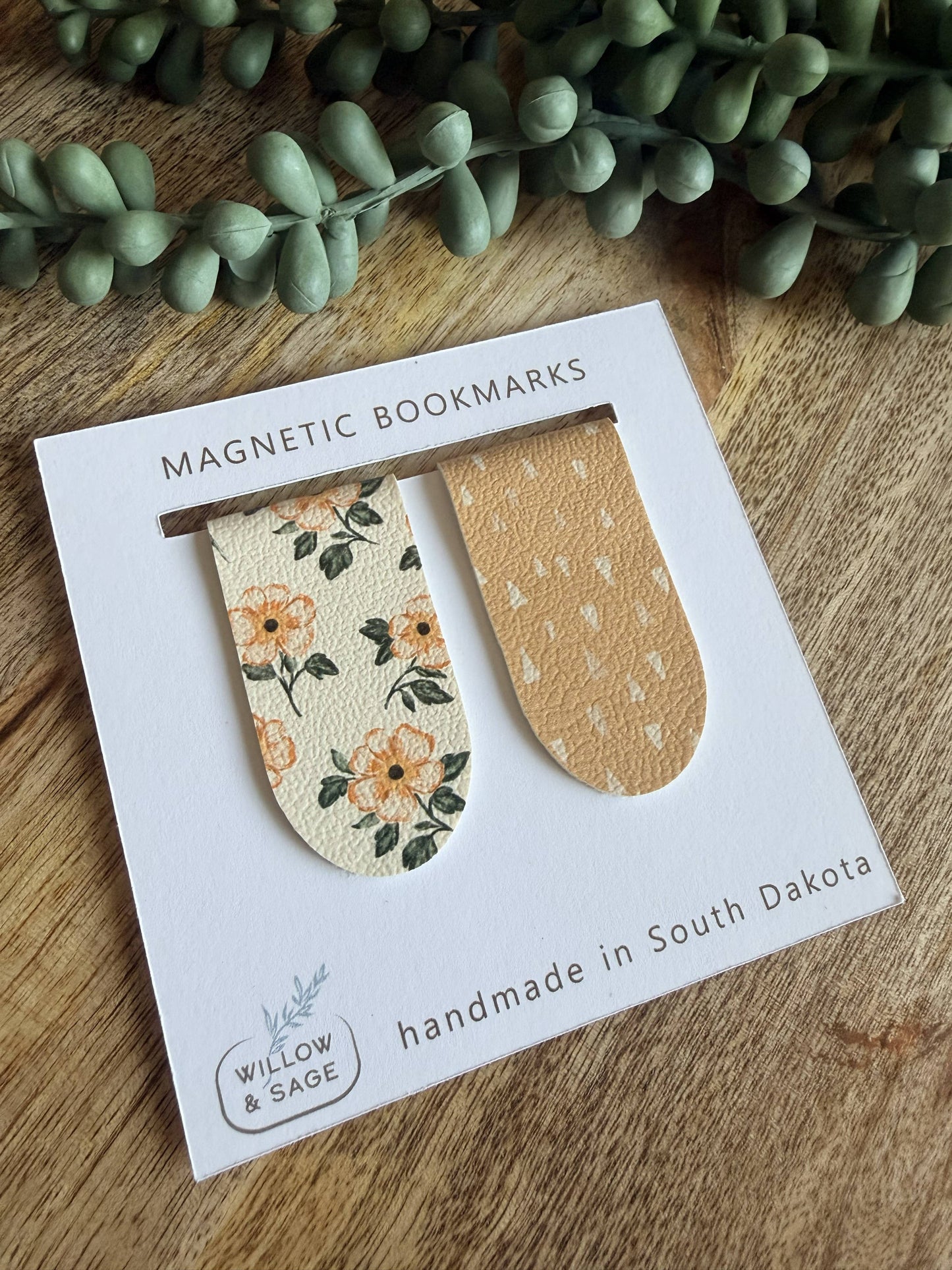 Boho Sand & Floral Magnetic Bookmark Pair