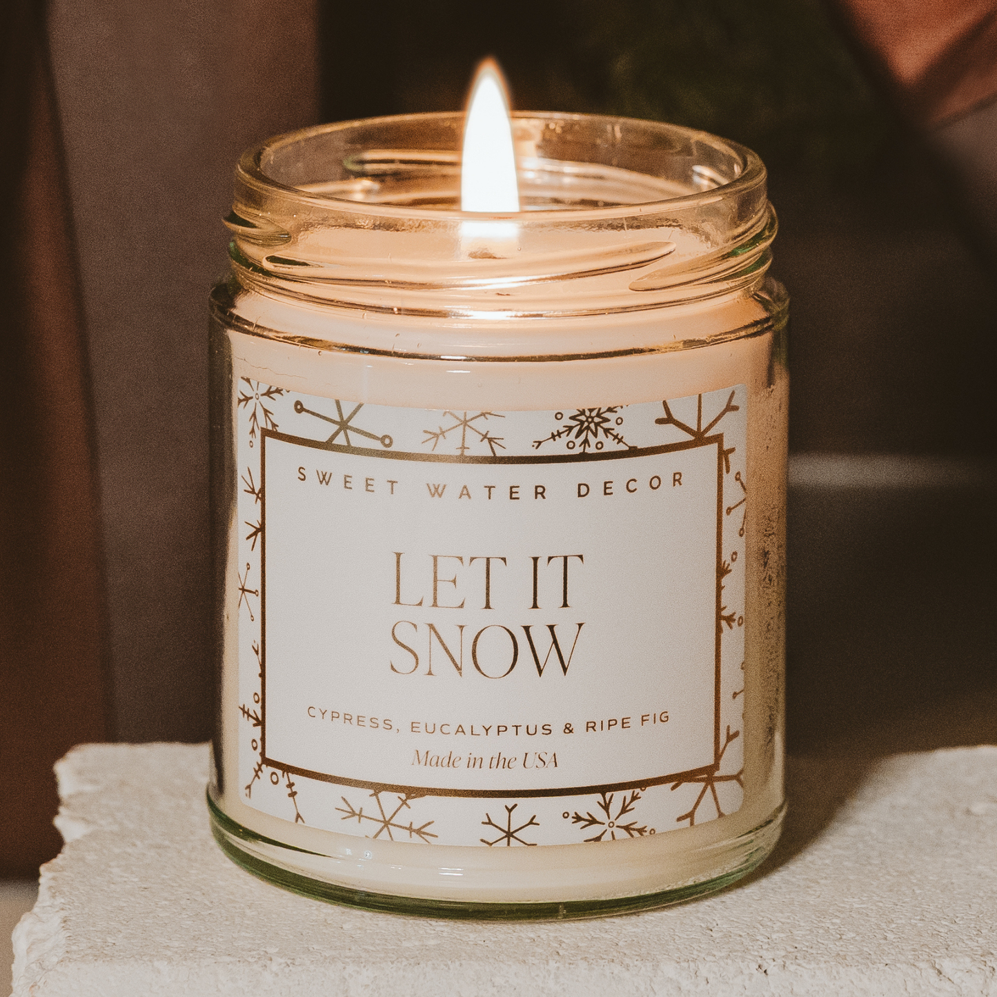 Let It Snow Pattern 9 oz Soy Candle - Christmas Decor & Gifts