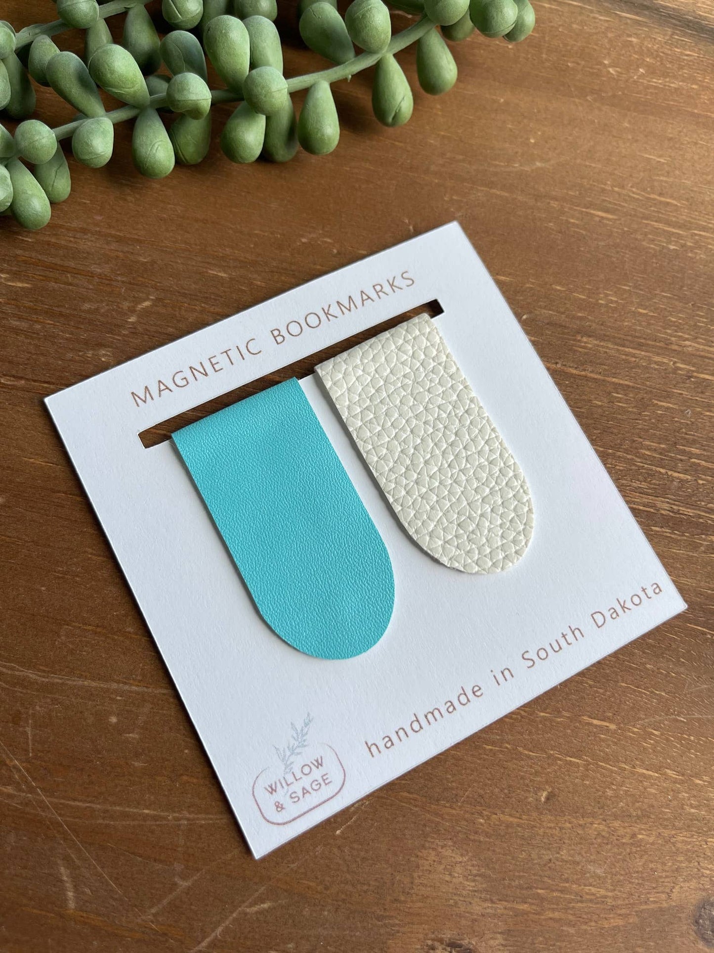 Electric Blue & White Magnetic Bookmark Pair