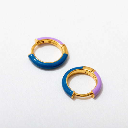 Two Tone Enamel Huggie Hoops - 3 Color Options
