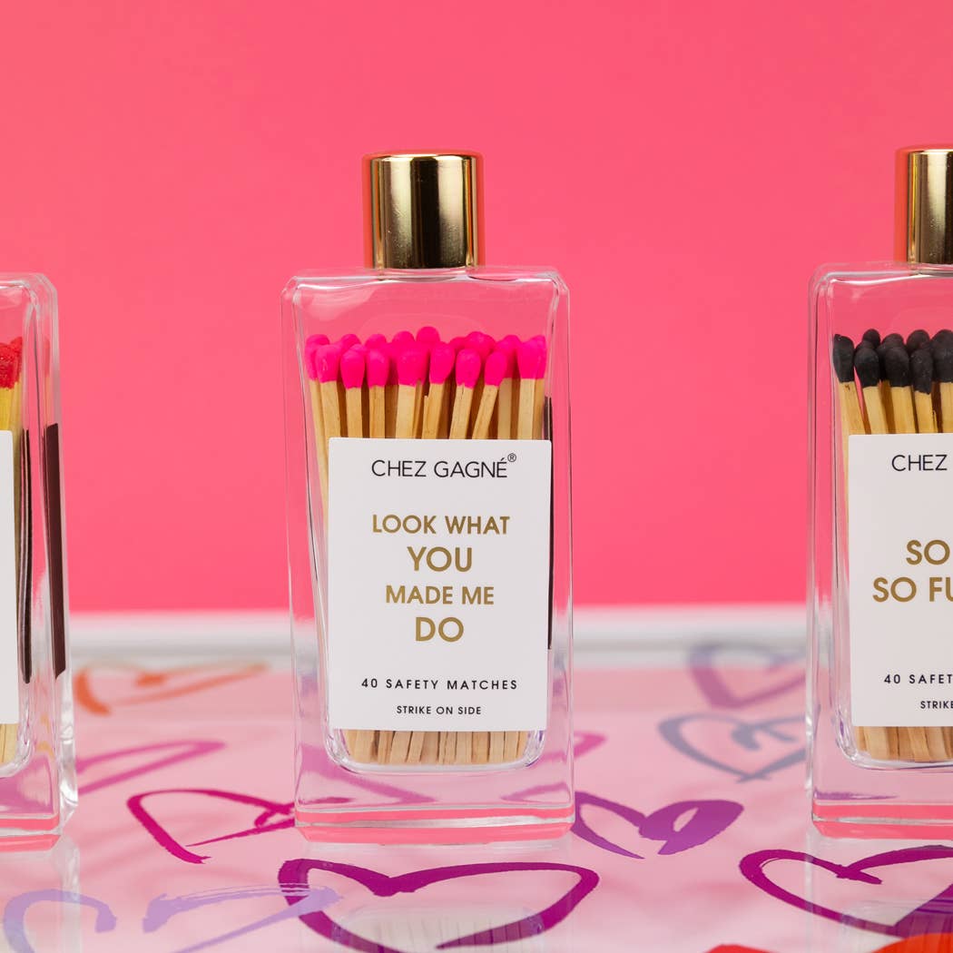 Look What You Made Me Do - Glass Bottle Safety Matches - Bright Pink