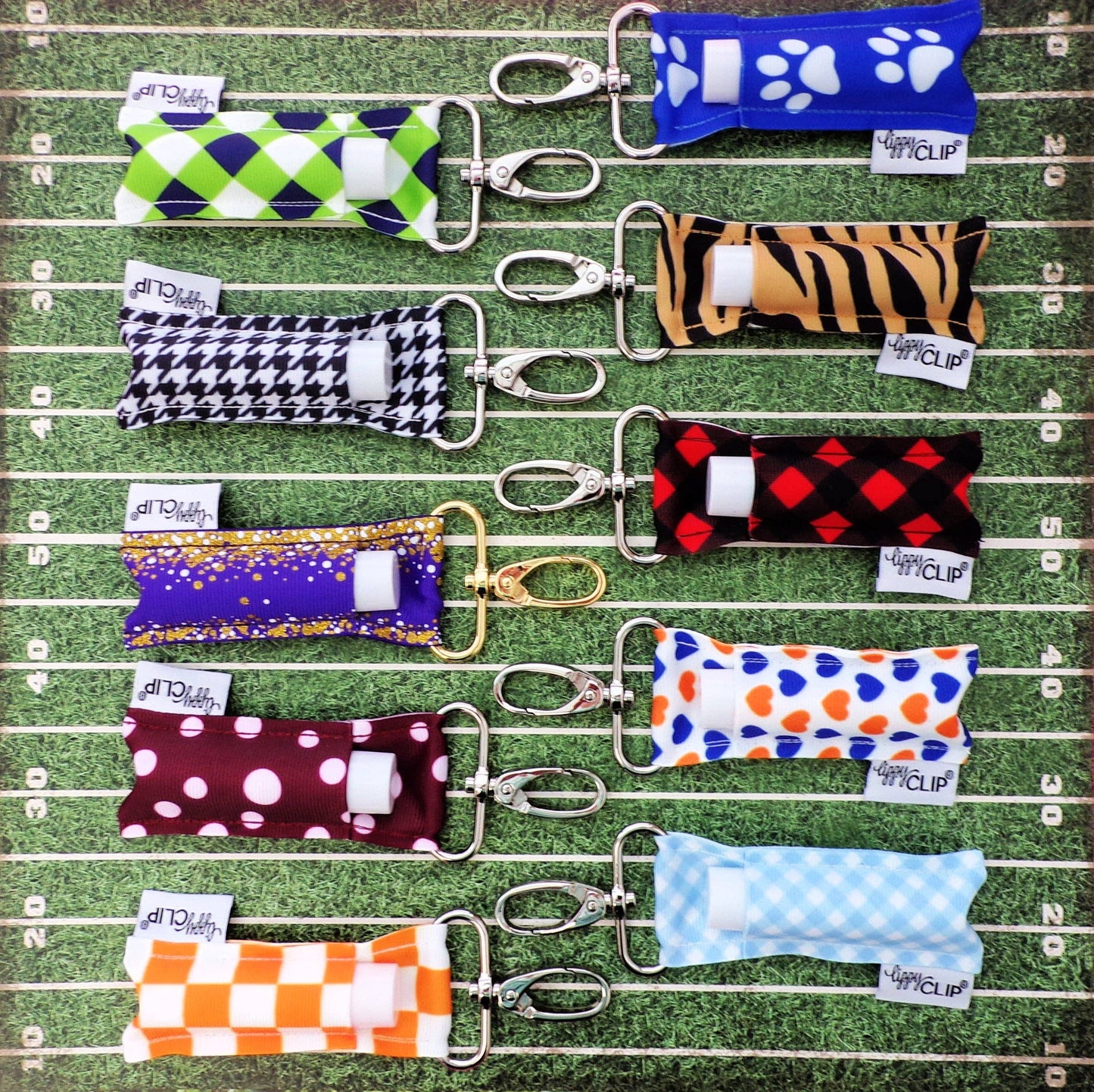 Light Blue and White Gingham LippyClip® Lip Balm Holder