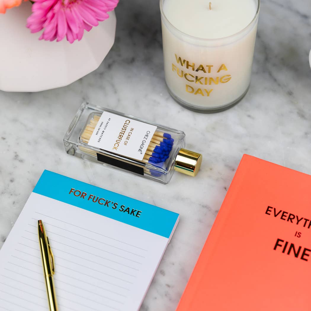 In Case of Clusterfuck - Glass Bottle Safety Matches - Royal Blue