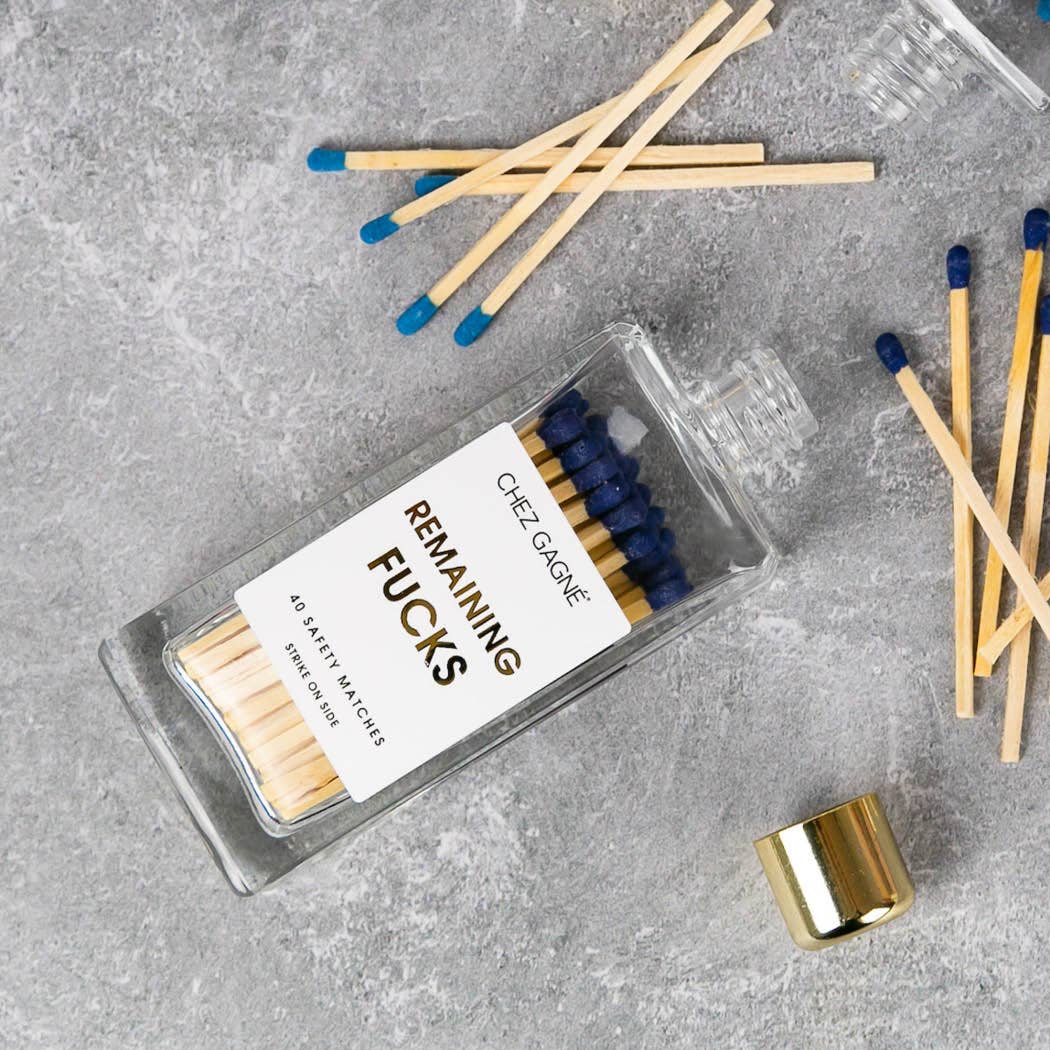 Remaining Fucks - Glass Bottle Safety Matches - Navy