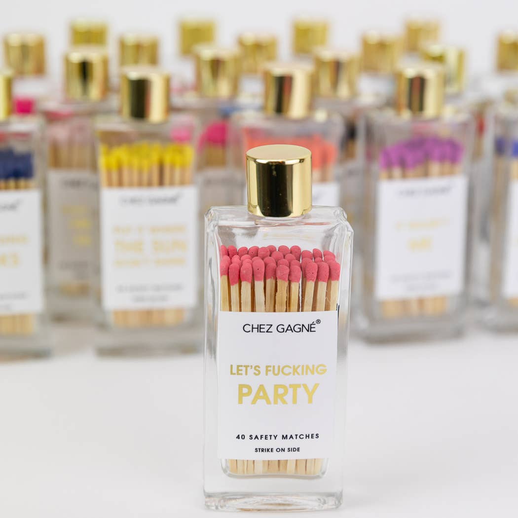 Let's Fucking Party - Glass Bottle Safety Matches - Coral