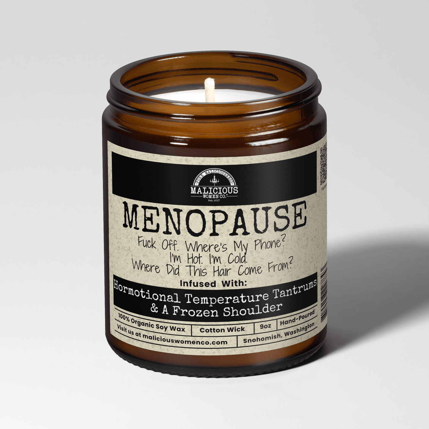 Menopause | 9oz Funny Candle | Malicious Women Co