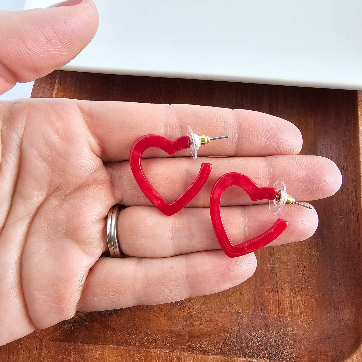 Mini Heart Hoops - Red // Valentine's Day Earrings, Jewelry