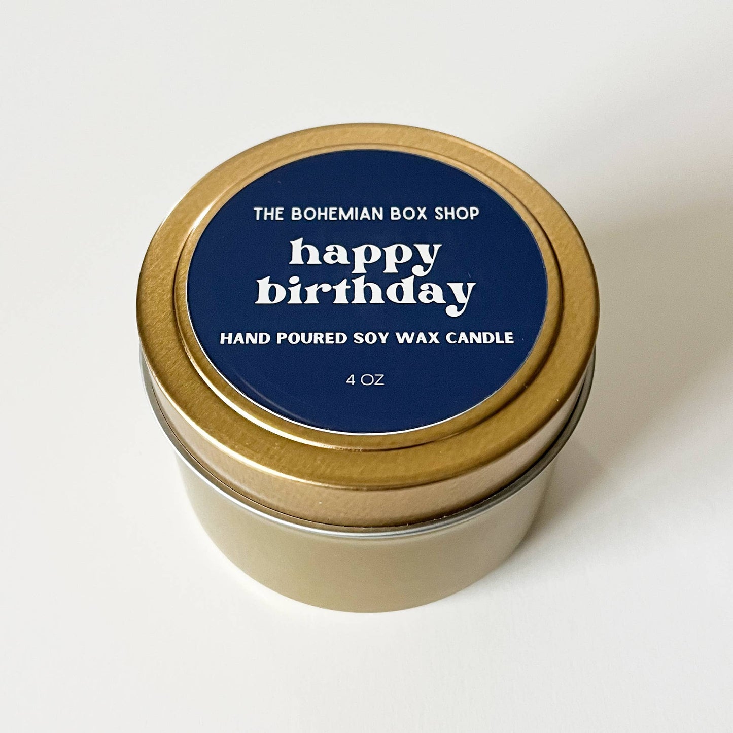Happy Birthday 4oz Gold Tin Candle