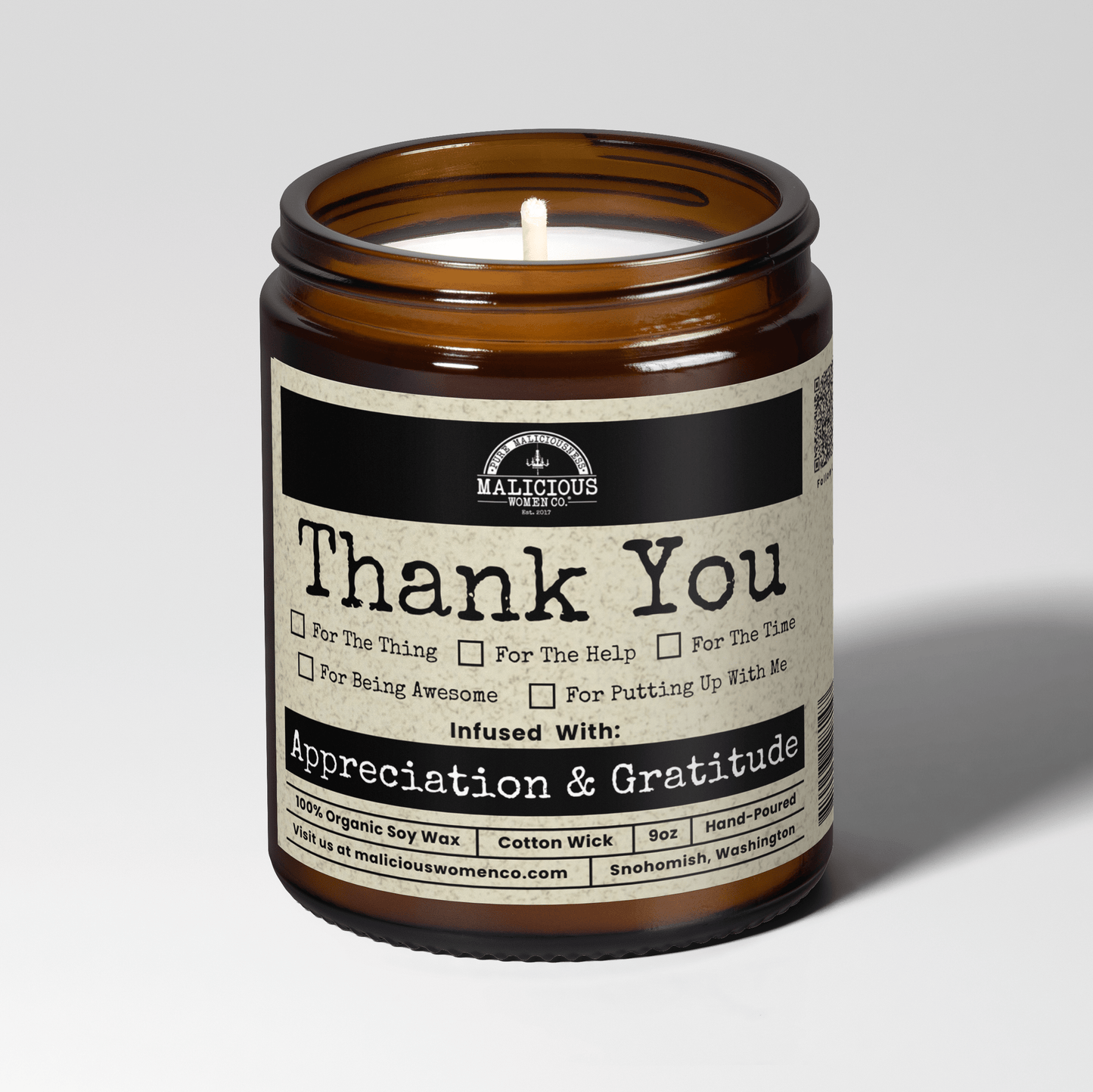 All The Thanks | 9oz Funny Candle | Malicious Women Co