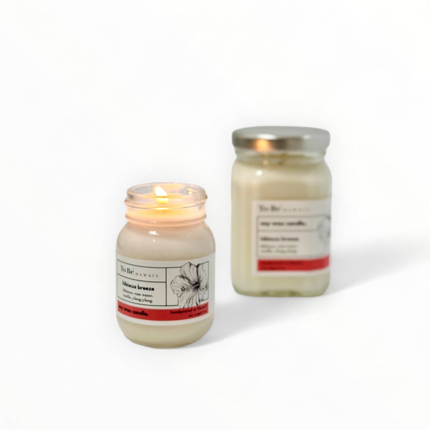 Hibiscus breeze soy wax candle.