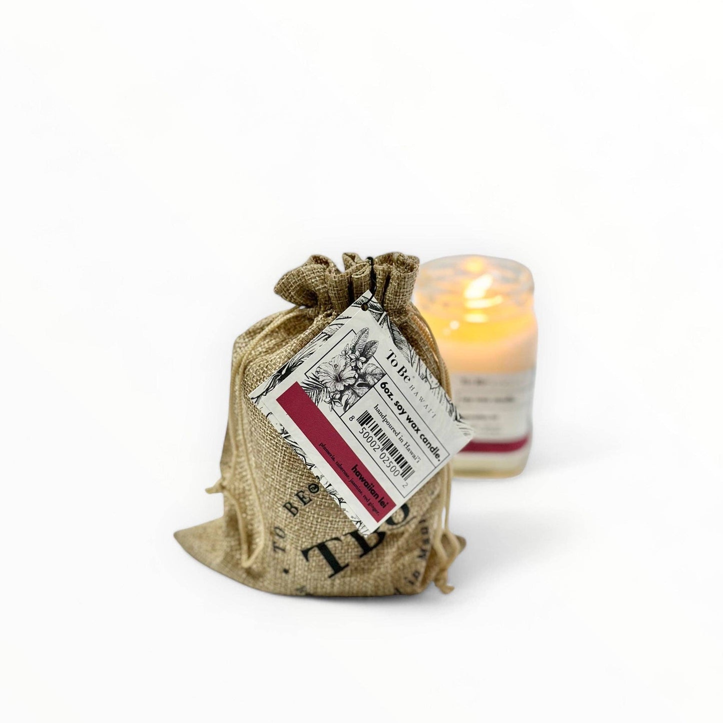 Hawaiian lei soy wax candle.