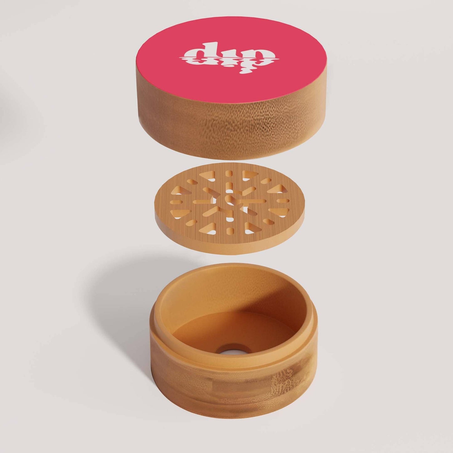 Mini Dip Bamboo Travel Case with Coaster : Red