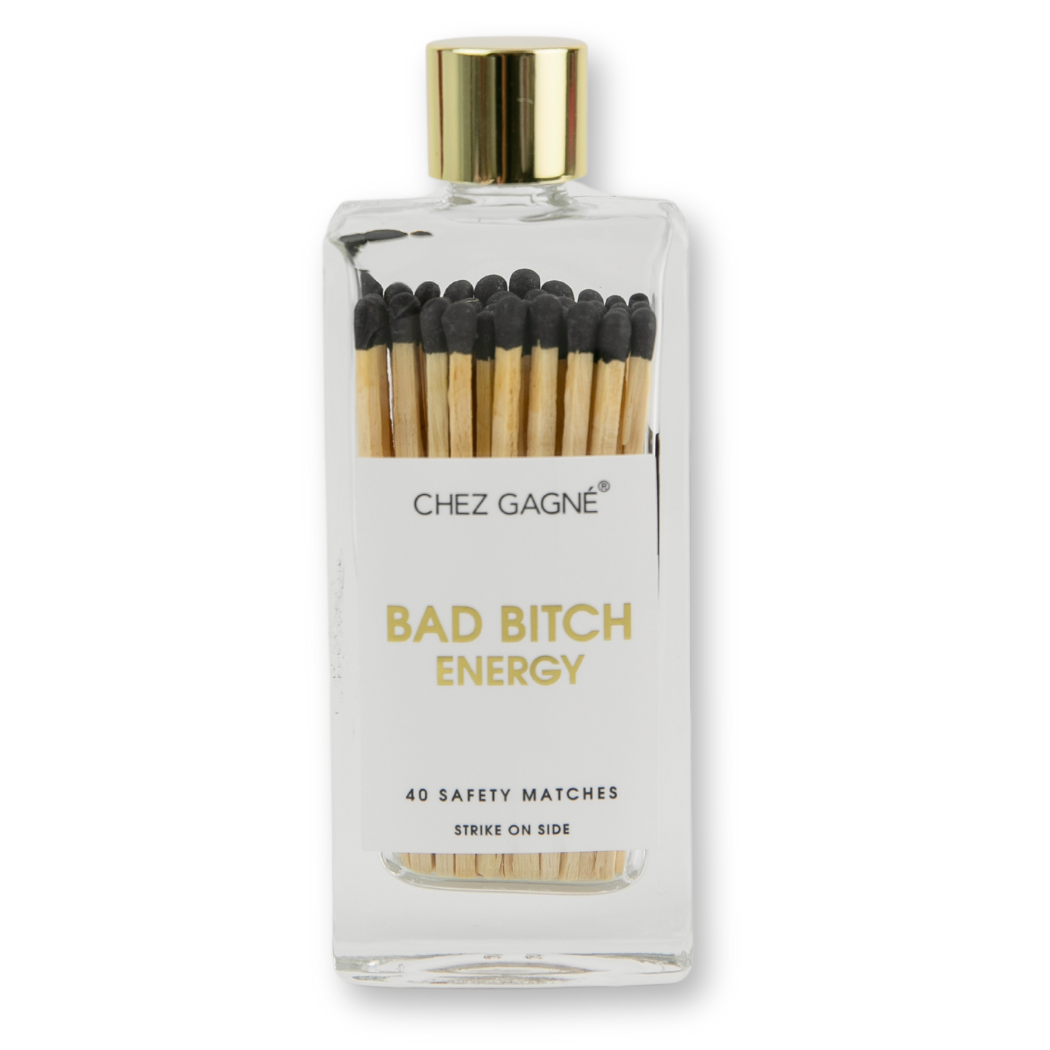 Bad Bitch Energy - Glass Bottle Safety Matches - Black