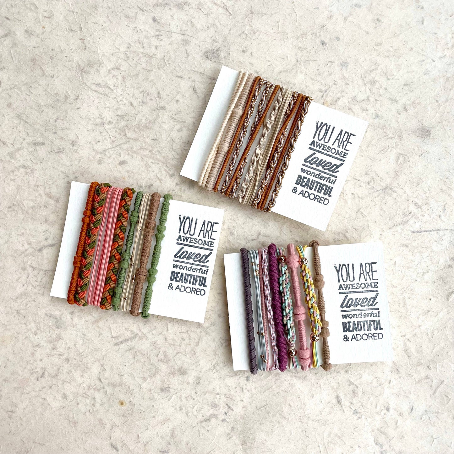 Boho Hair Ties | Navy & Pink