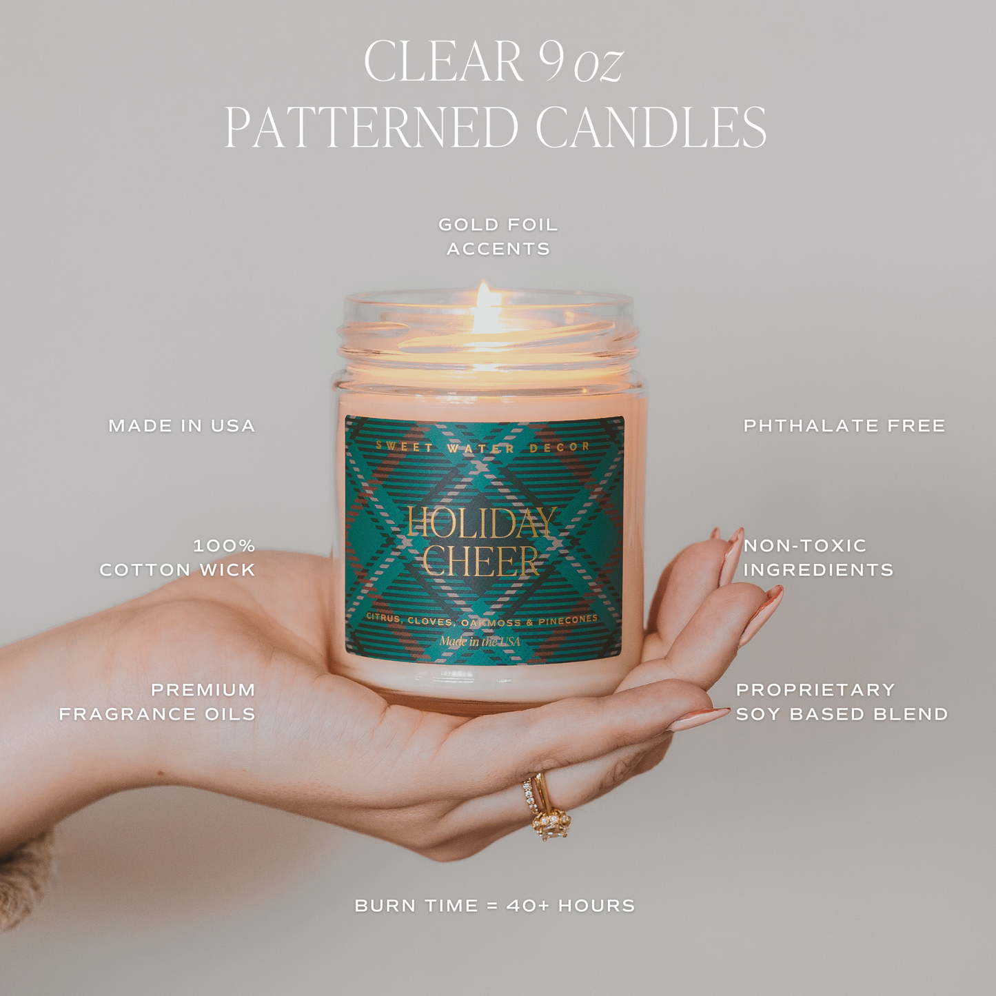 Merry Christmas Red 9 oz Soy Candle - Christmas Decor