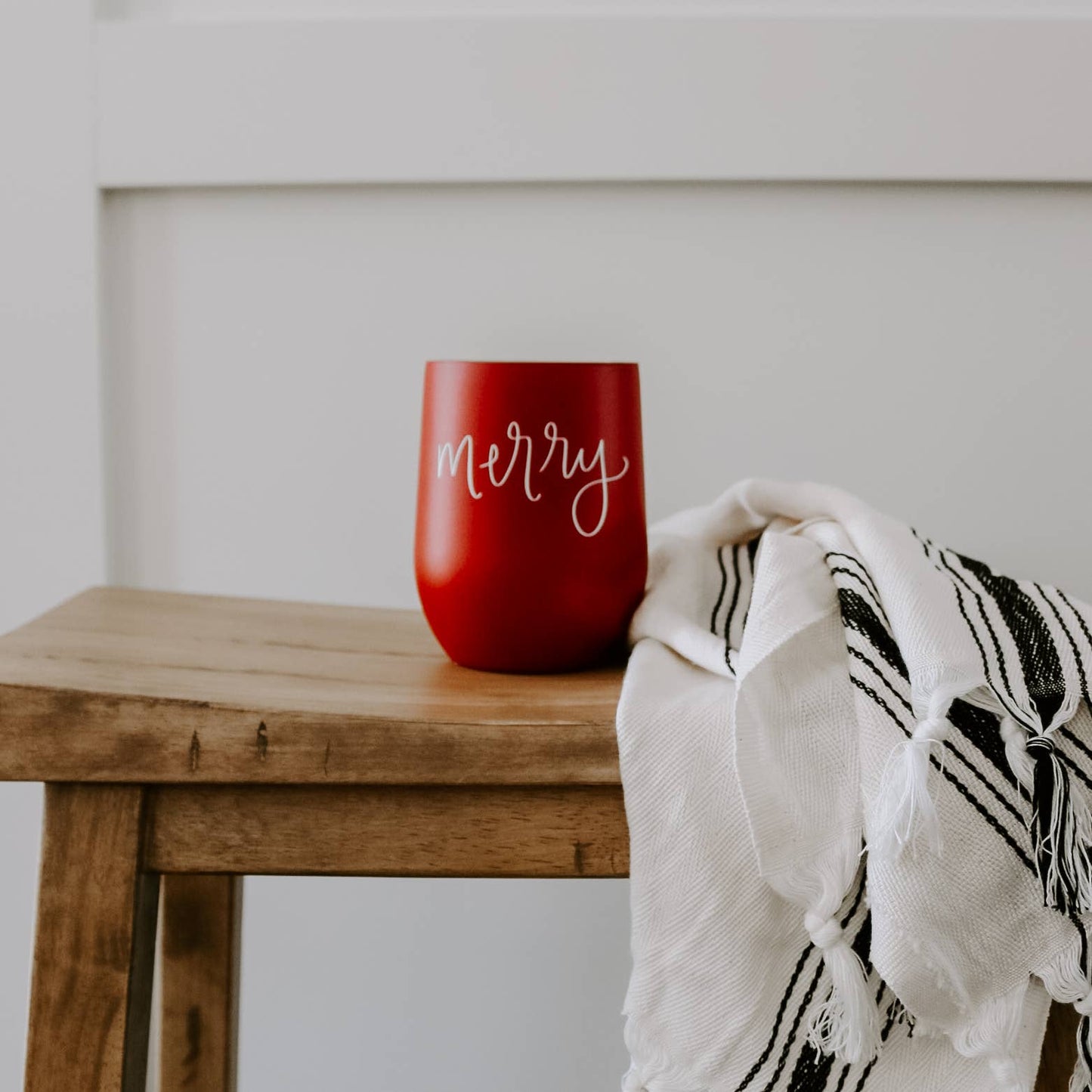 Merry Metal Wine Tumbler - Christmas Home Decor & Gifts