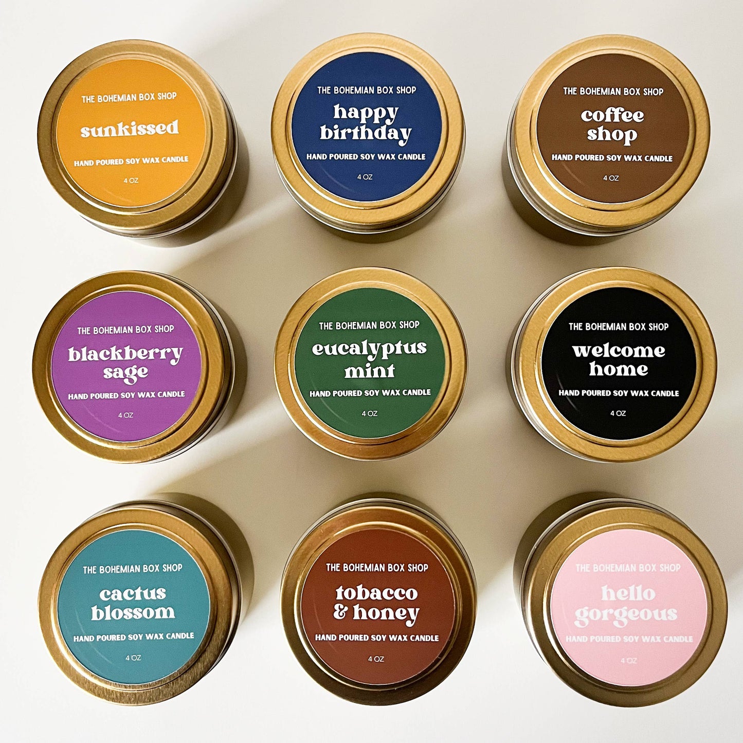 Happy Birthday 4oz Gold Tin Candle