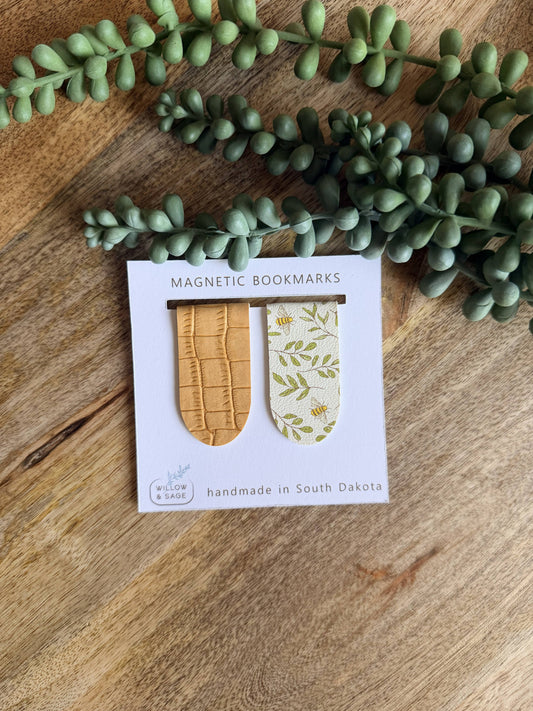 Golden Bumblebees Magnetic Bookmark Pair