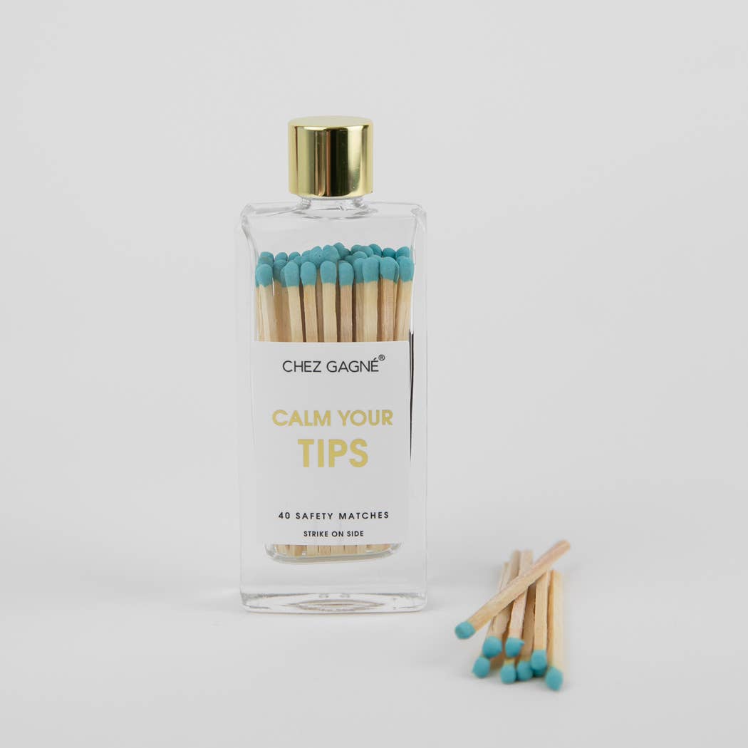 Calm Your Tips - Glass Bottle Safety Matches - Aqua