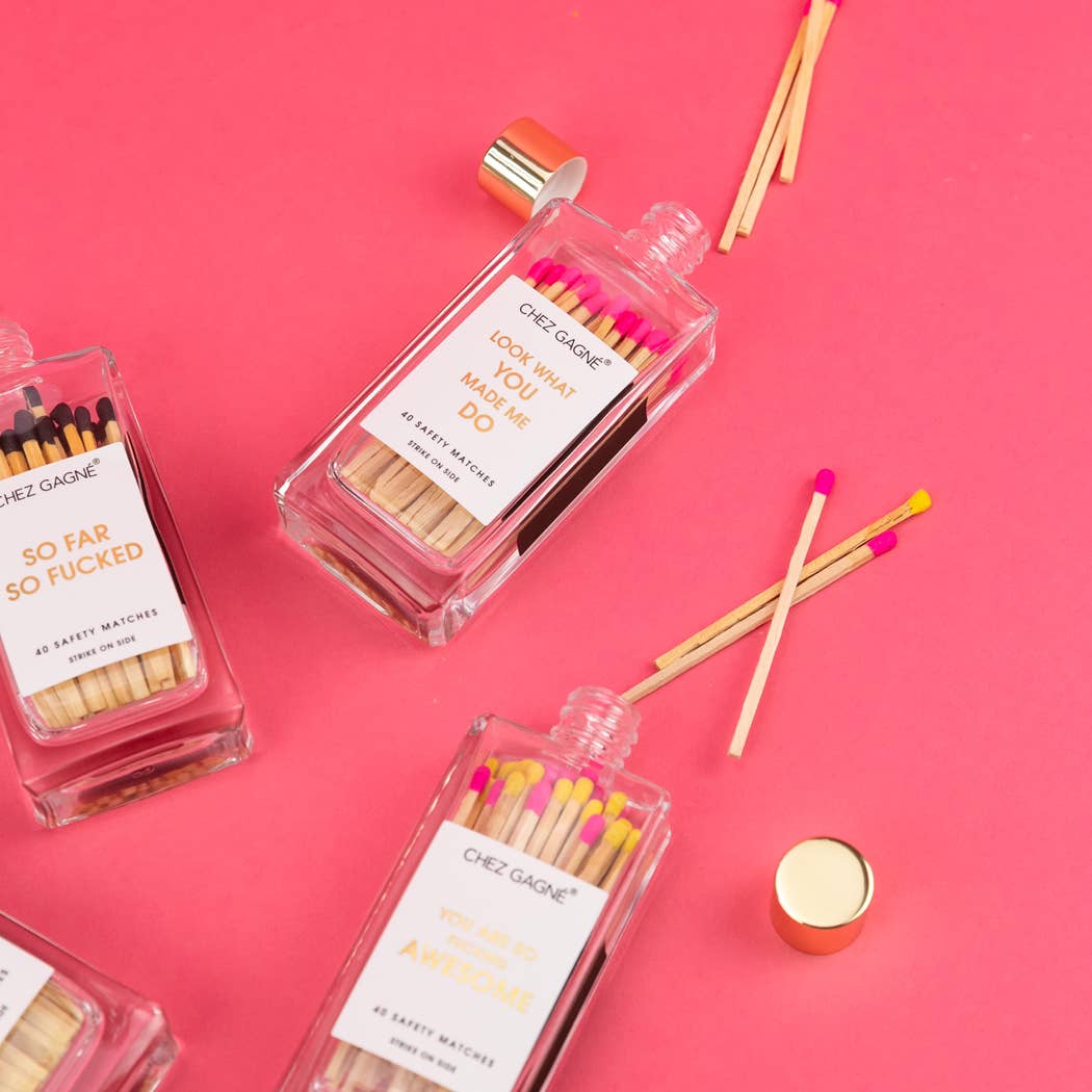 Look What You Made Me Do - Glass Bottle Safety Matches - Bright Pink