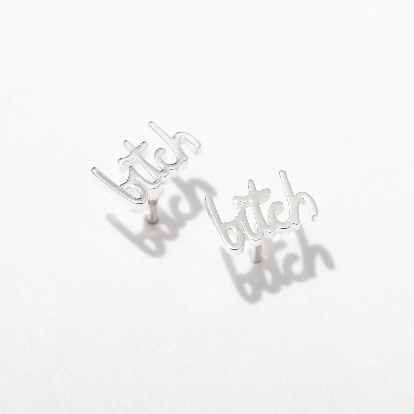 Bitch Swear Stud Earrings - Gold or Silver - Pair or Single