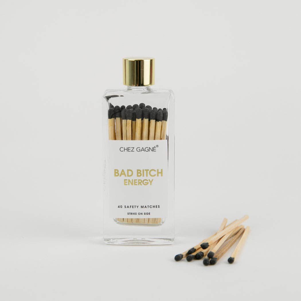 Bad Bitch Energy - Glass Bottle Safety Matches - Black