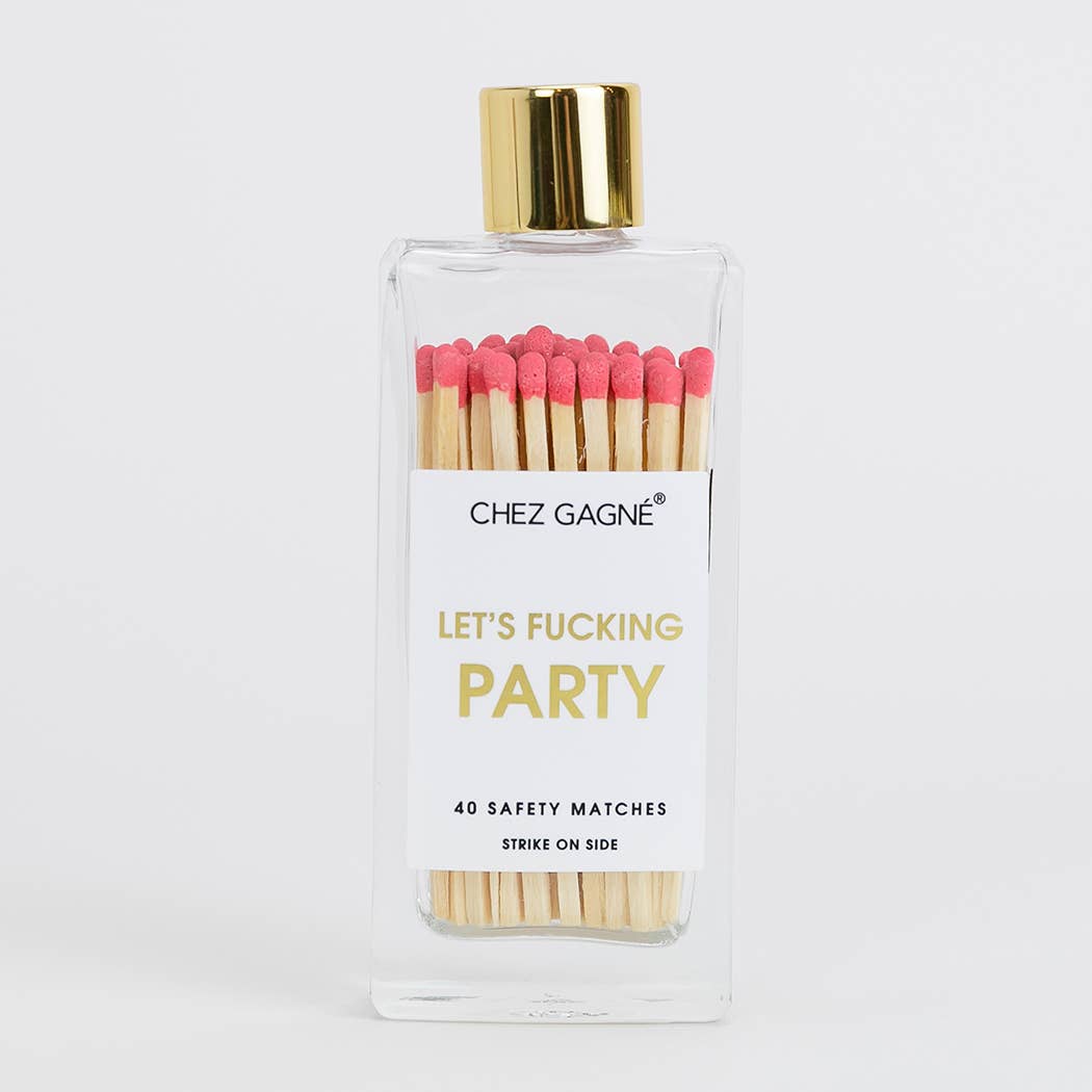 Let's Fucking Party - Glass Bottle Safety Matches - Coral