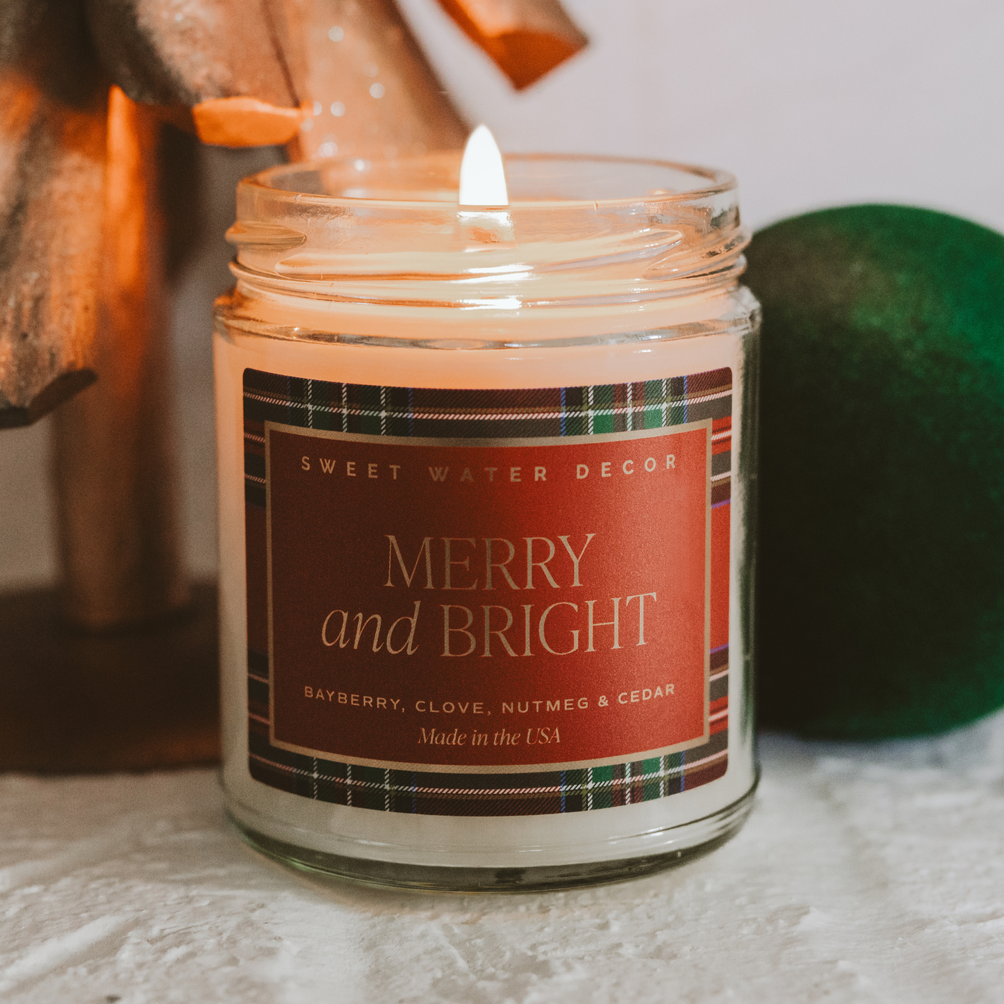 Merry and Bright Pattern 9 oz Soy Candle - Christmas Decor