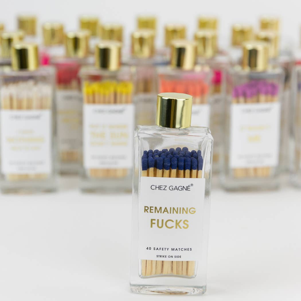 Remaining Fucks - Glass Bottle Safety Matches - Navy