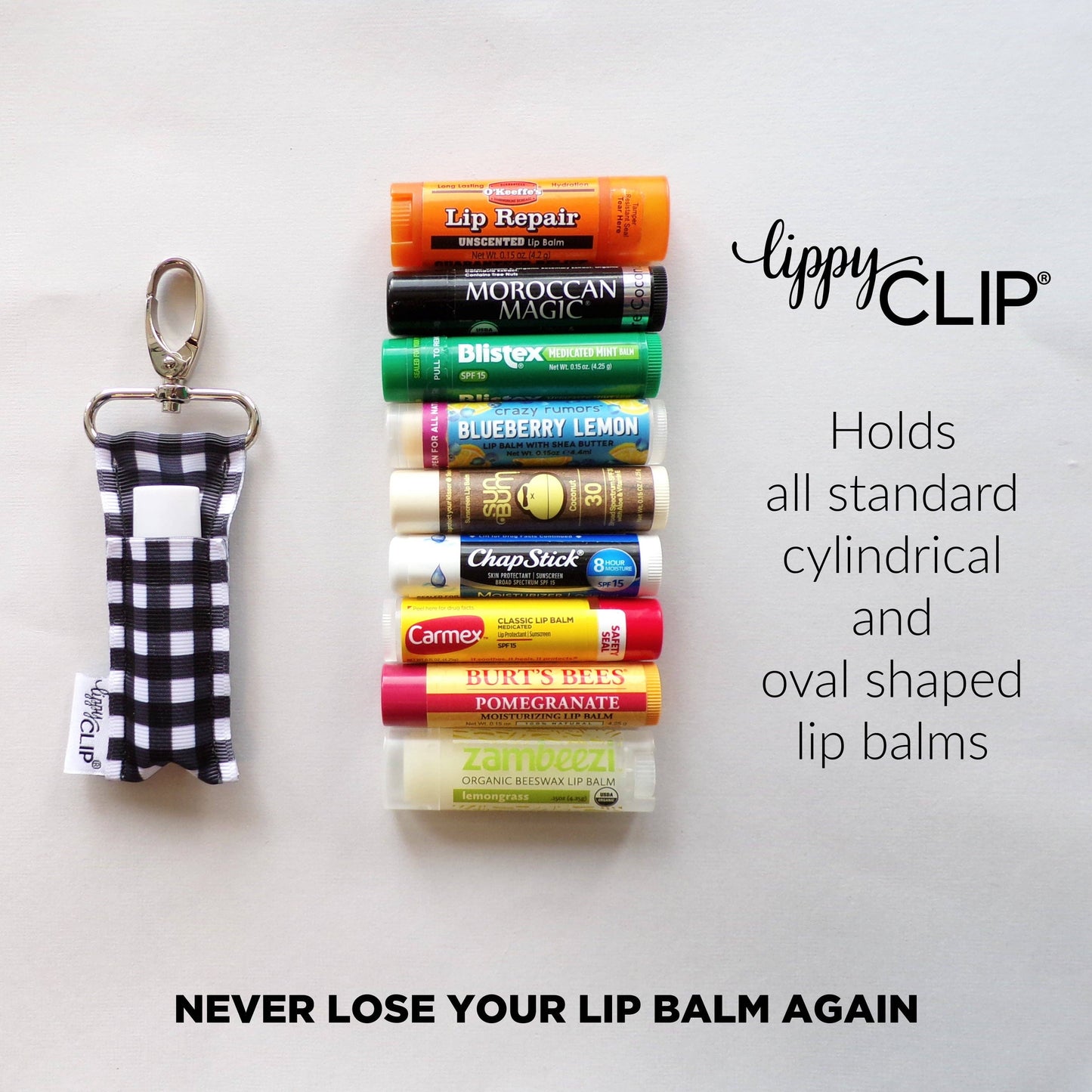 Orange and White Checkerboard LippyClip® Lip Balm Holder