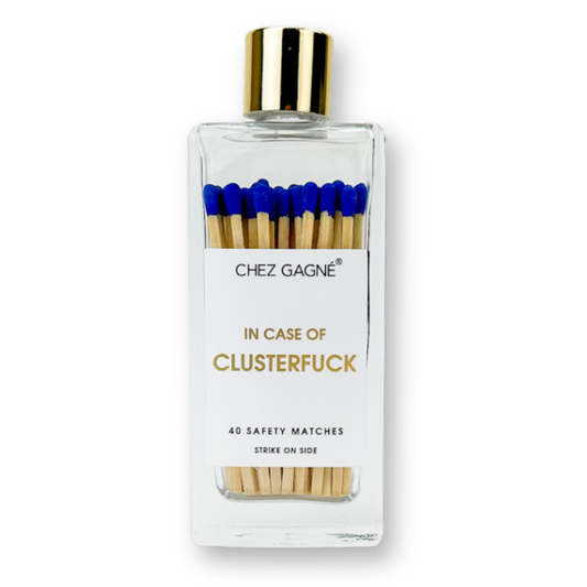 In Case of Clusterfuck - Glass Bottle Safety Matches - Royal Blue