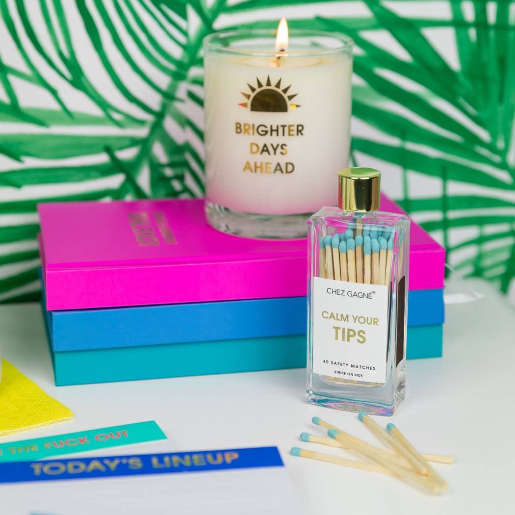 Calm Your Tips - Glass Bottle Safety Matches - Aqua