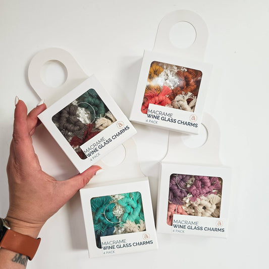 Macrame Wine Glass Charms/ Glass Tags/ Charm Set