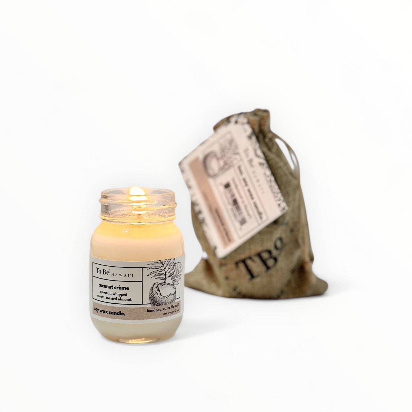 Coconut crème soy wax candle.