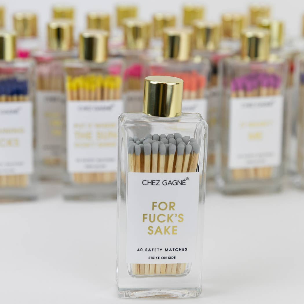 For Fuck's Sake Glass Bottle Safety Matches - Gray