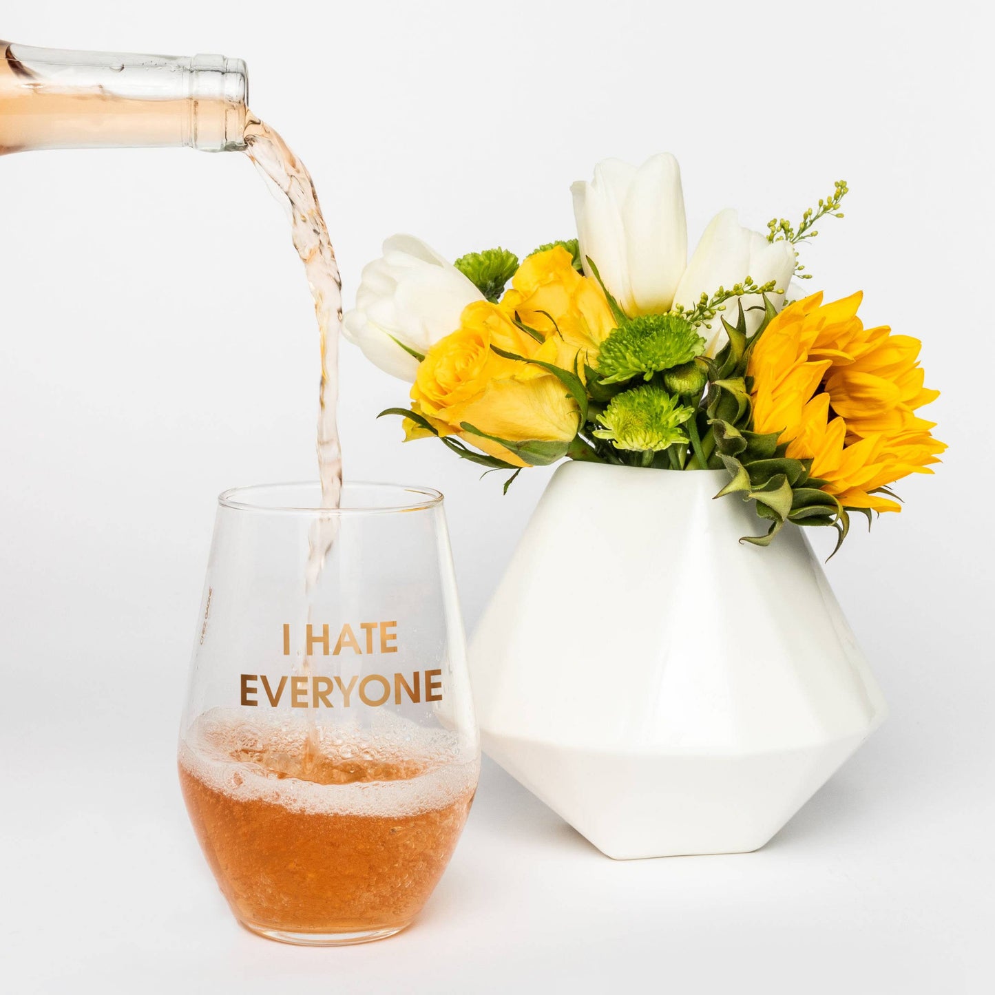 I Hate Everyone - Gold Foil Stemless Wine Glass