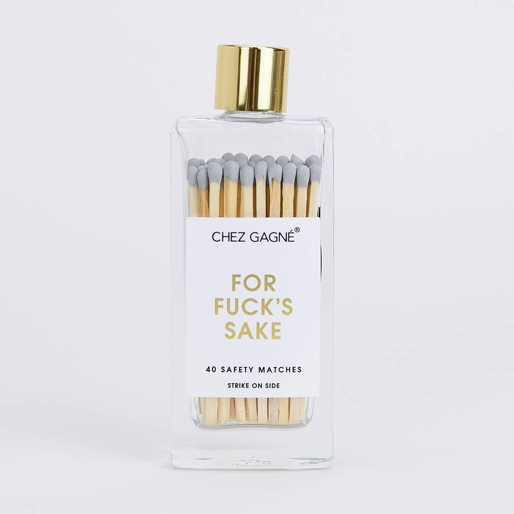 For Fuck's Sake Glass Bottle Safety Matches - Gray