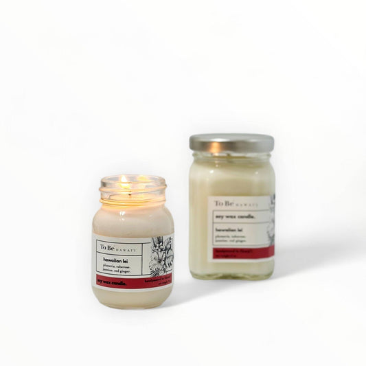 Hawaiian lei soy wax candle.