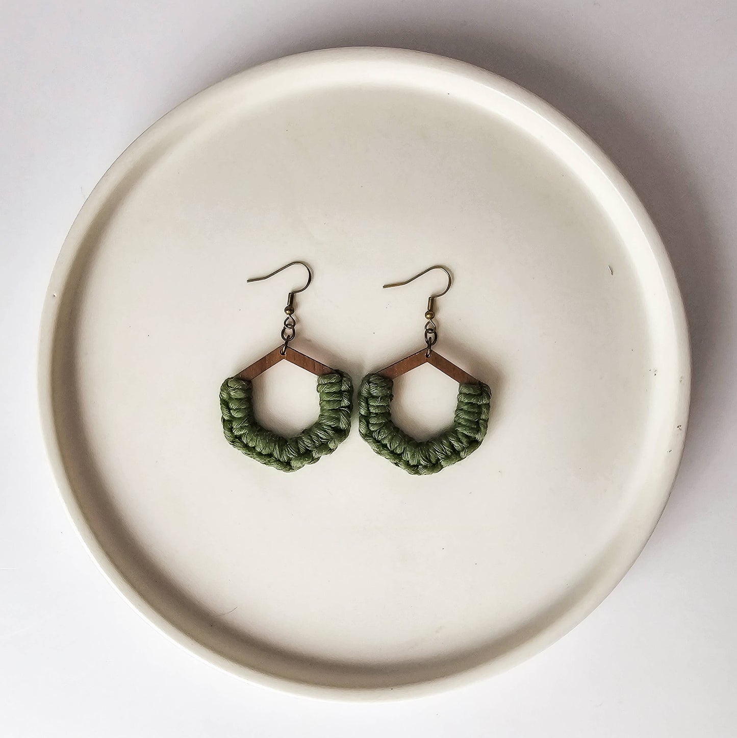 Macrame Honeycomb Earrings Bright Rainbow