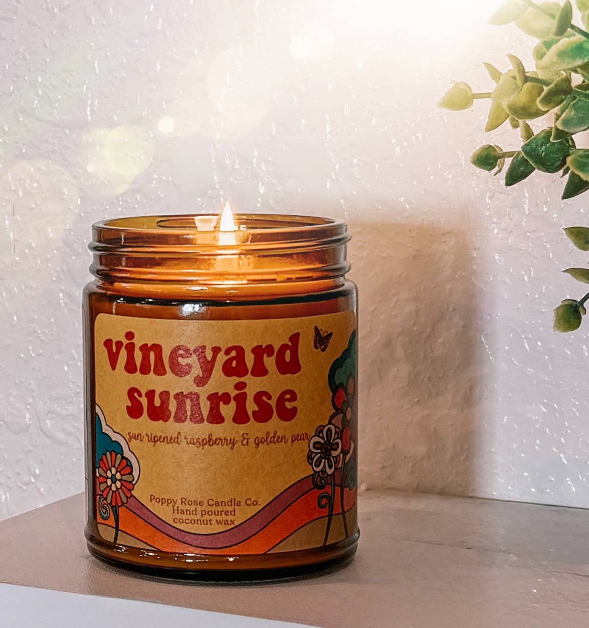 Vineyard Sunrise - 8 oz amber jar coconut wax candle