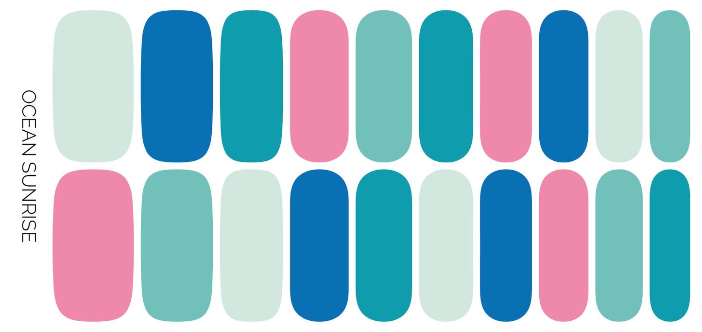 Ocean Sunrise | Teal Blue & Pink Skittle Mani Nail Wrap Set