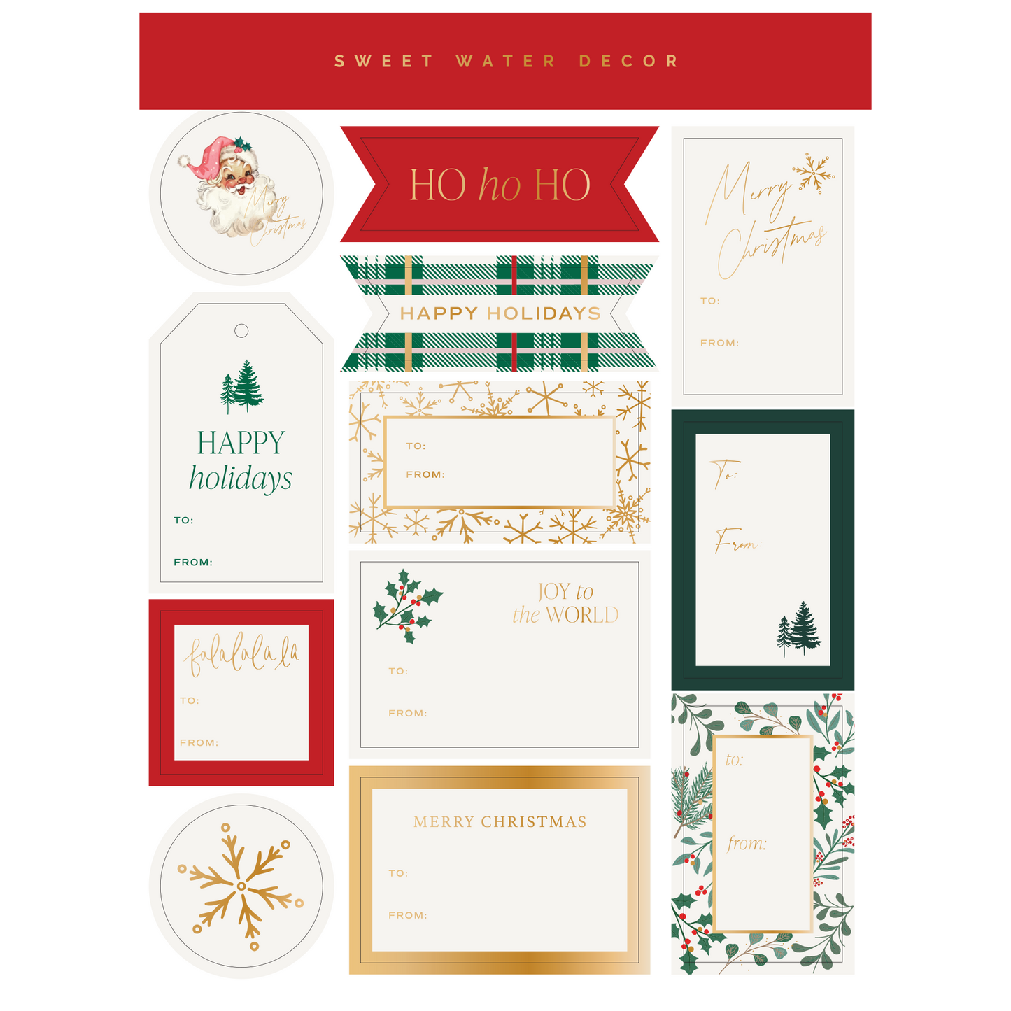 Holiday Classic Gift Tags Set - Stickers Set